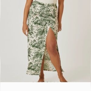 ​NWT Anthropologie Daily Practice Green Toile Wrap Front Midi Skirt - 3X